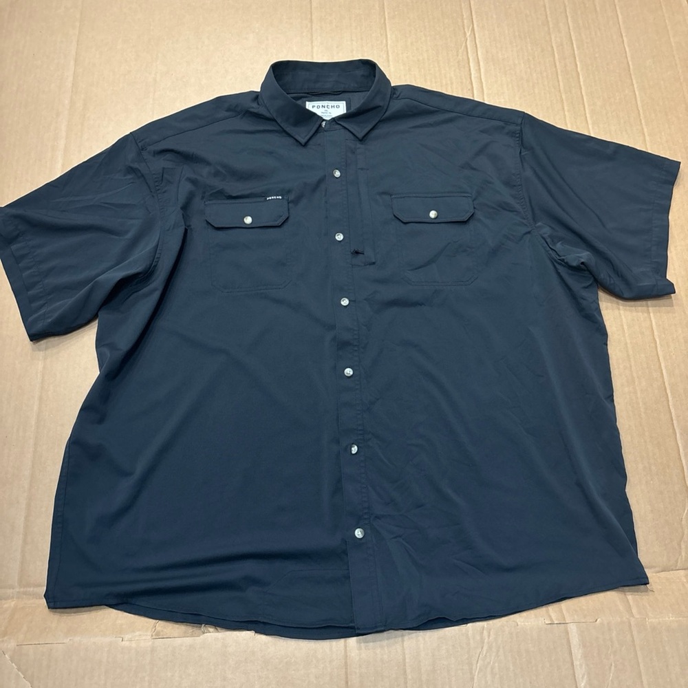 Poncho Shirt Men 3XL Black Short Sleeve Regular Fit Magnetic Pocket Fishing Vent